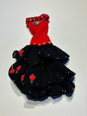 Stunning Handmade Flamenco-Style Knit Gown for Barbie